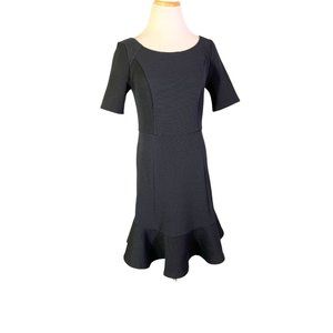 Anthropologie HD in Paris Size 6 Textured Knit Little Black Dress Flared Hem